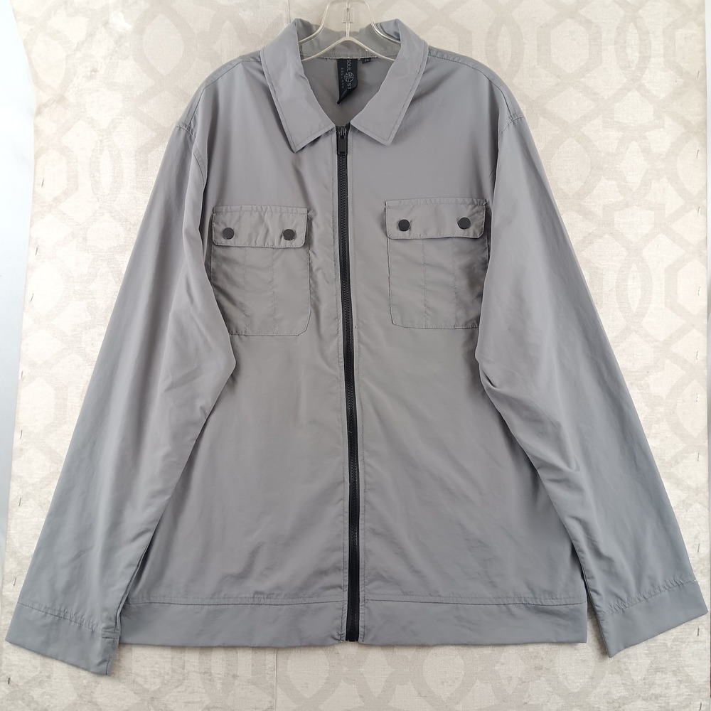Soul Star England Mens XL‎ Gray Full Zip Shirt Jacket Lightweight Windbreaker
